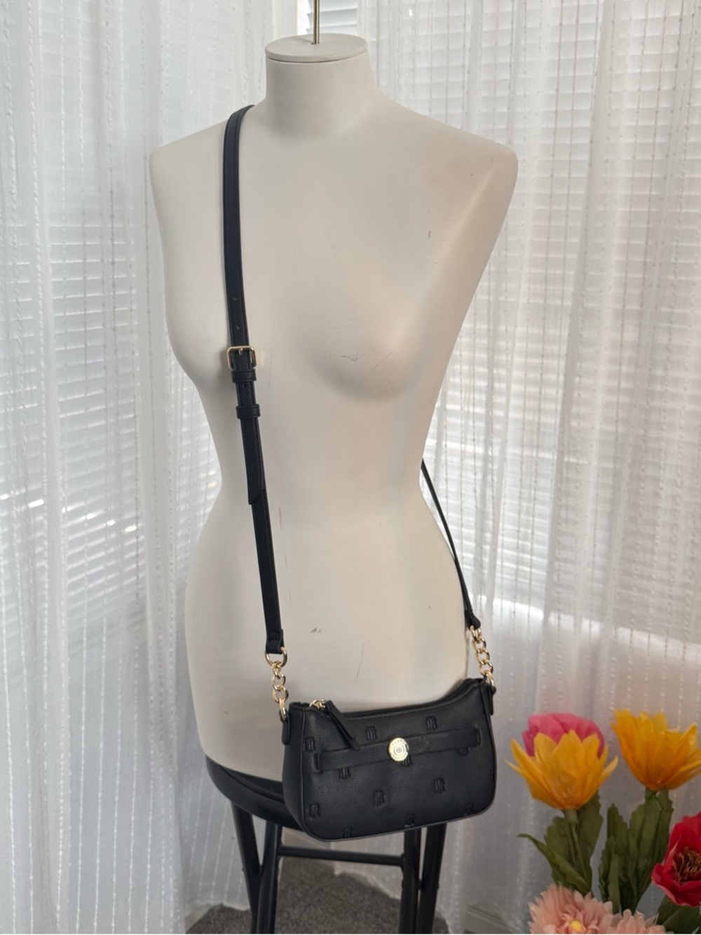 NWOT Tommy Hilfiger Black Crossbody Bag with Gold Hardware